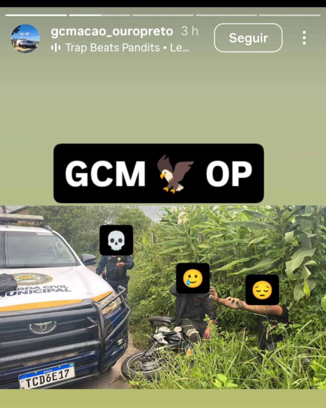 Homem é atropelado por viatura da GCM durante abordagem e leva gás de pimenta no rosto após cair